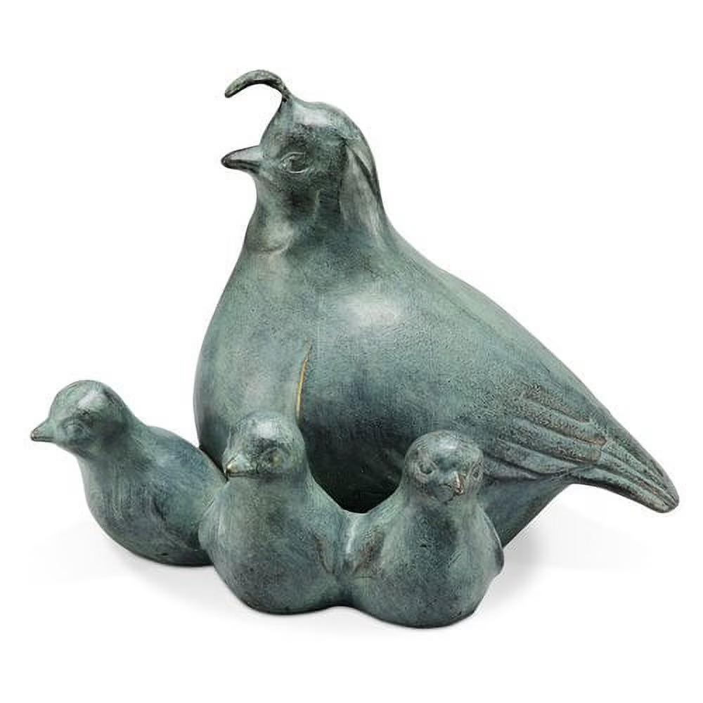 bronze Bronze Quail Sculpture family group display
