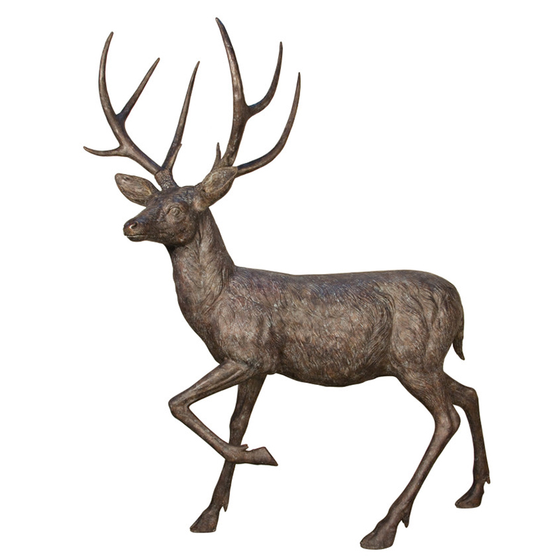 bronze Buck Sculpture walking Red Deer