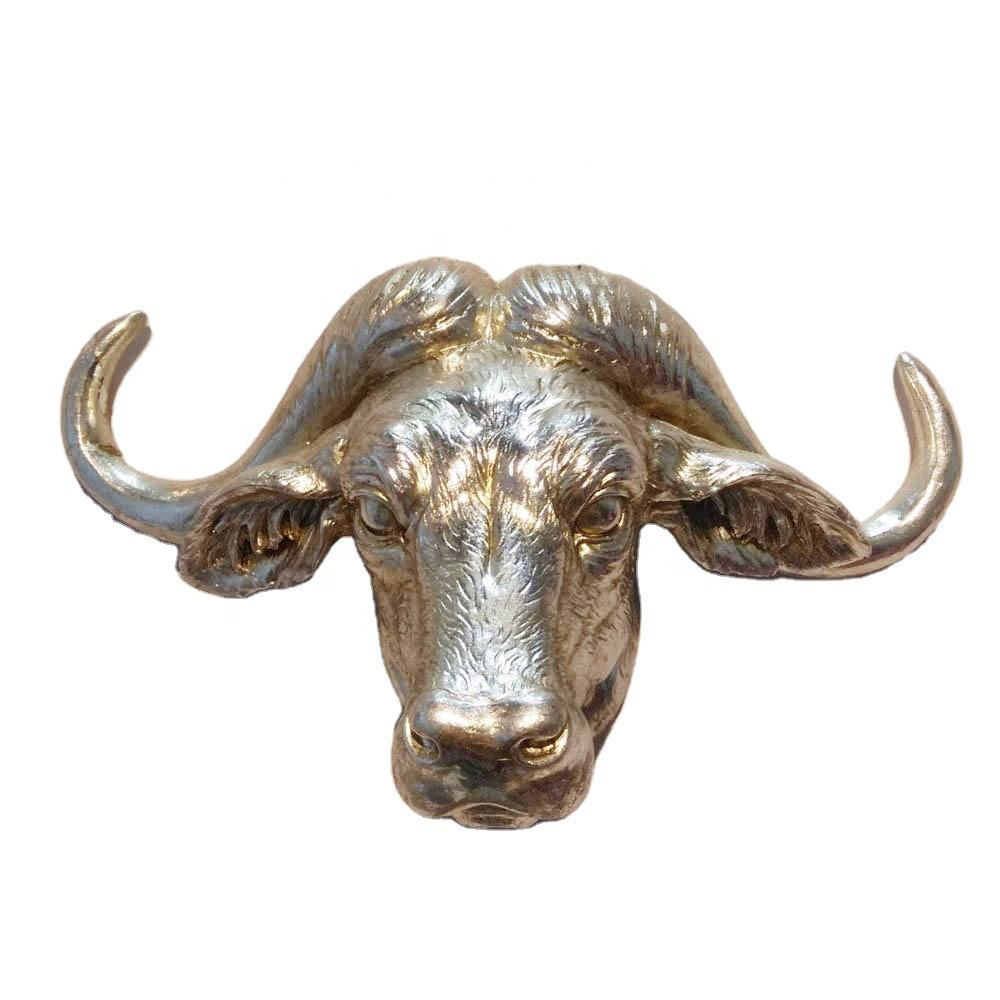 bronze Buffalo Head Statue front view