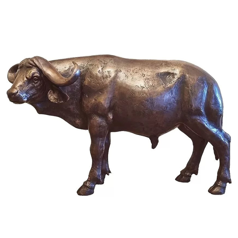 bronze Cape Buffalo Statue full body view