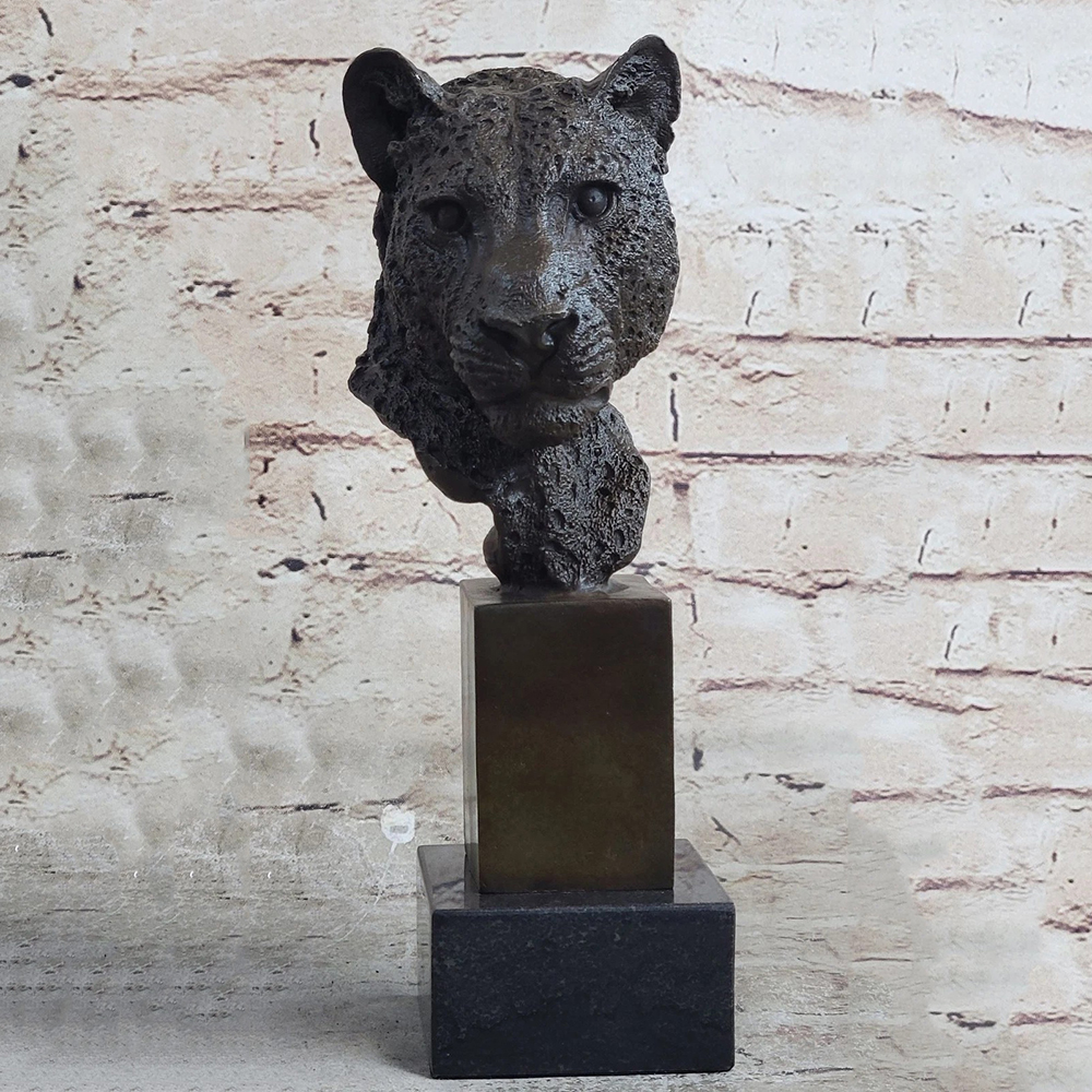 bronze Cheetah Bust front view sculpture