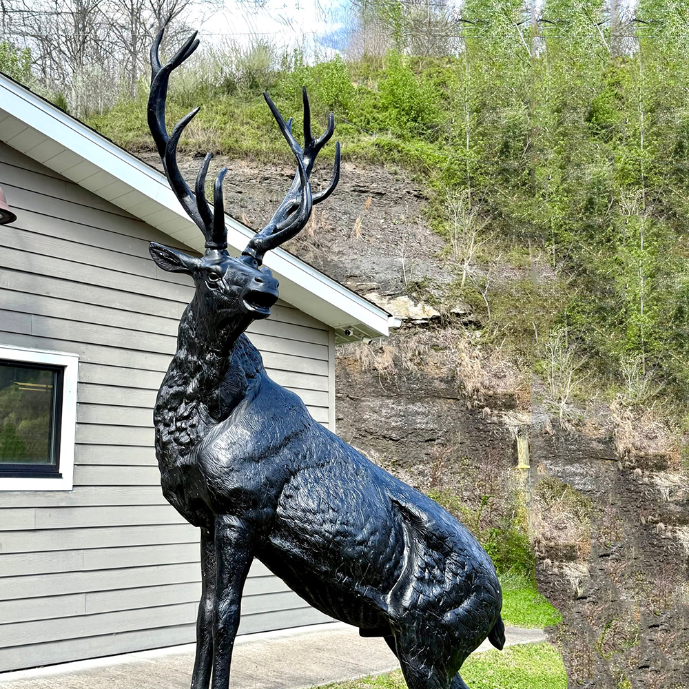 bronze Deer Elk Statue antler close view