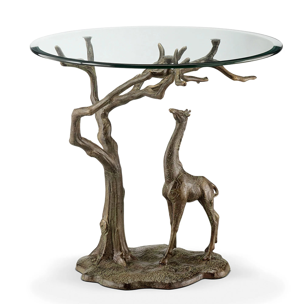 bronze Glass Top Animal Coffee Table include giraffe