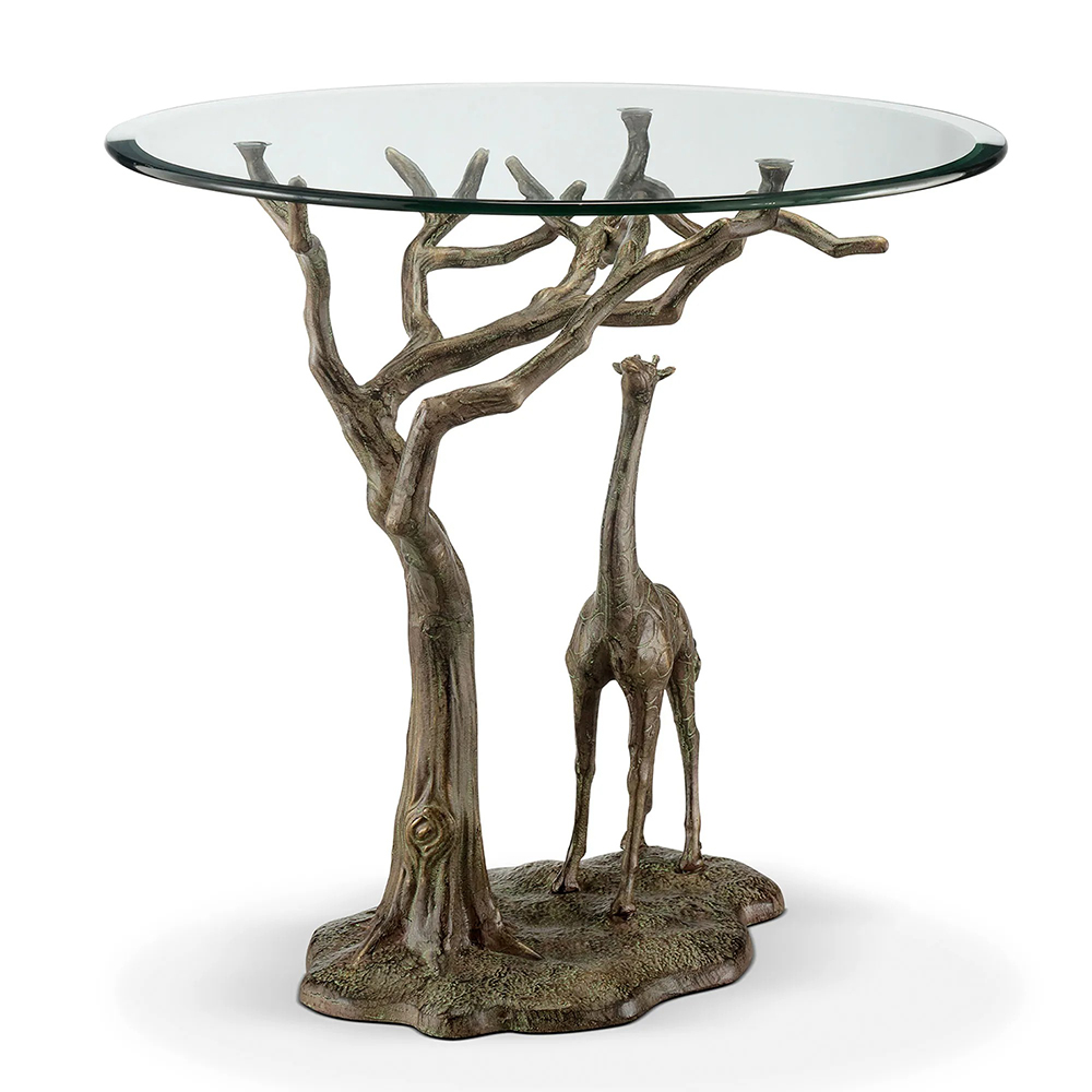 bronze Glass Top Animal Coffee Table rear angle