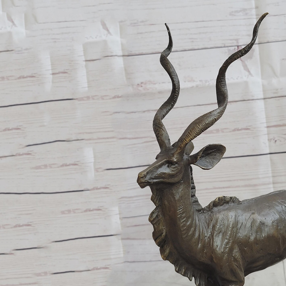bronze Kudu Sculpture close-up spiral horns