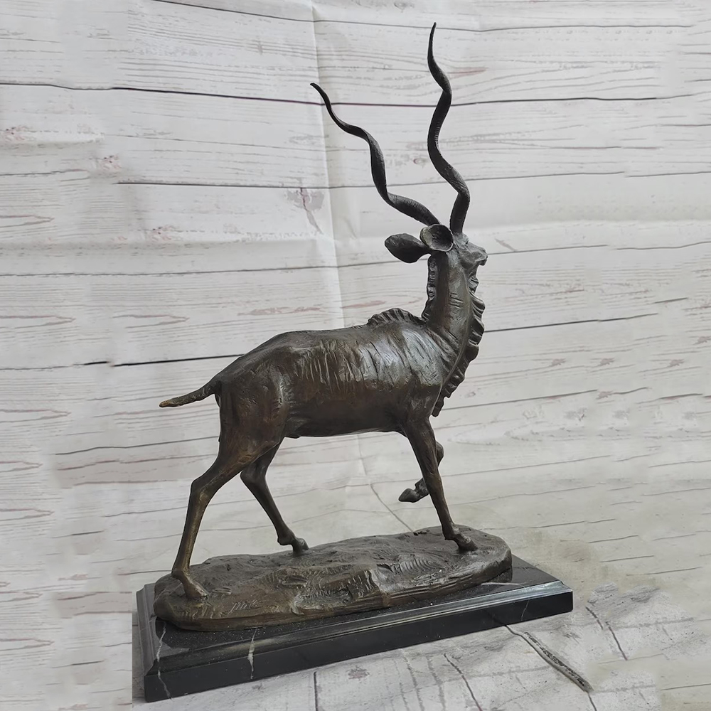 bronze Kudu Sculpture on black base