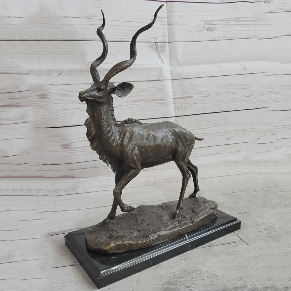 bronze Kudu Sculpture statue with one leg up