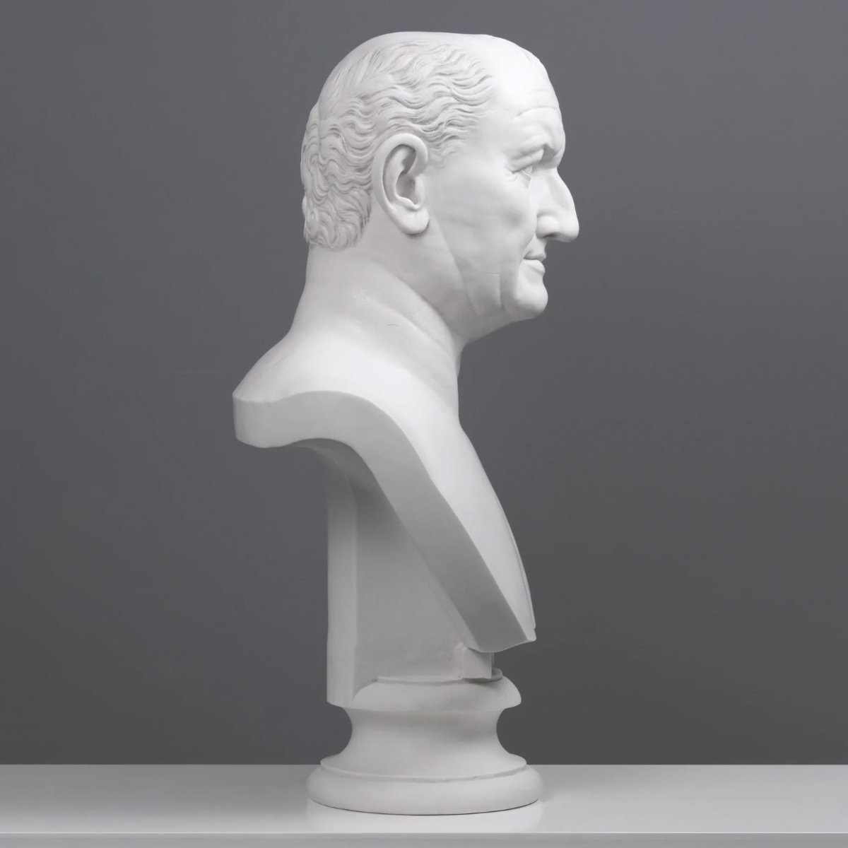 bust of Emperor Vespasian in marble, emphasizing Roman-style hair