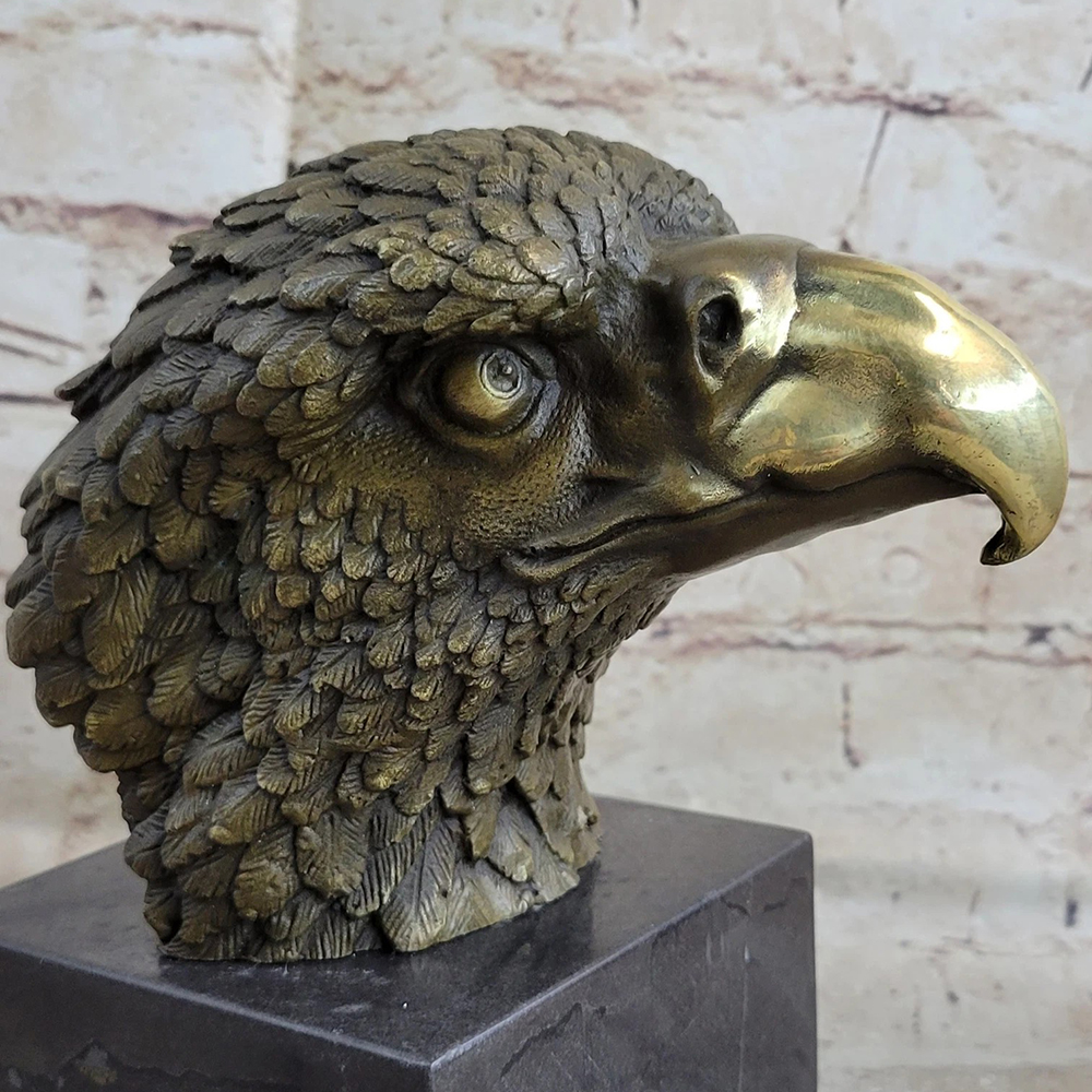 close-up bronze Bald Eagle Bust detail