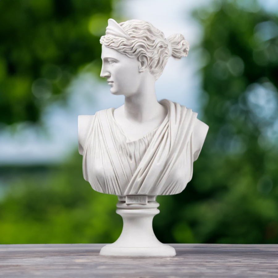 marble Diana Bust Sculpture showcasing neoclassical elegance and purity