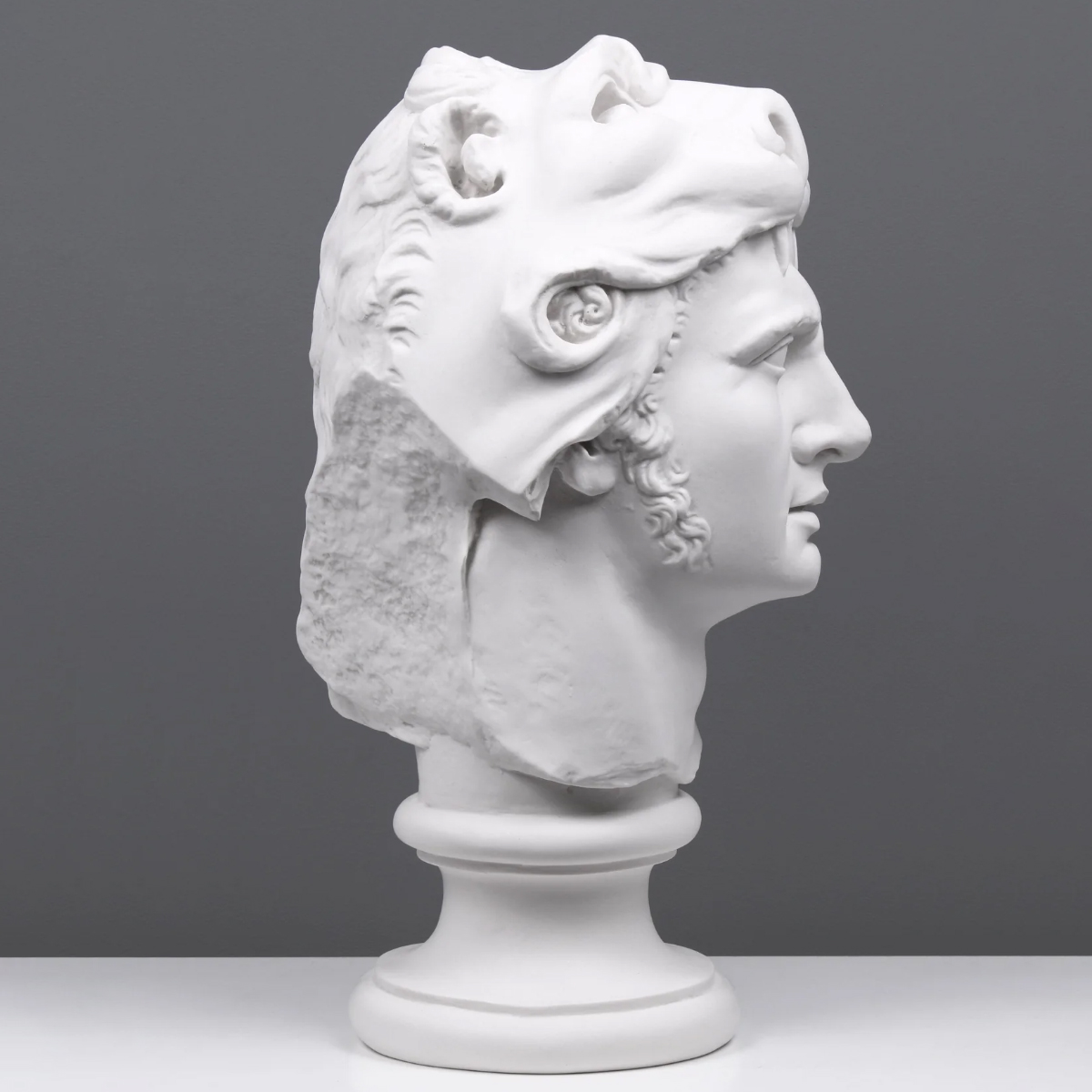 marble Mithridates VI Bust featuring lion headdress