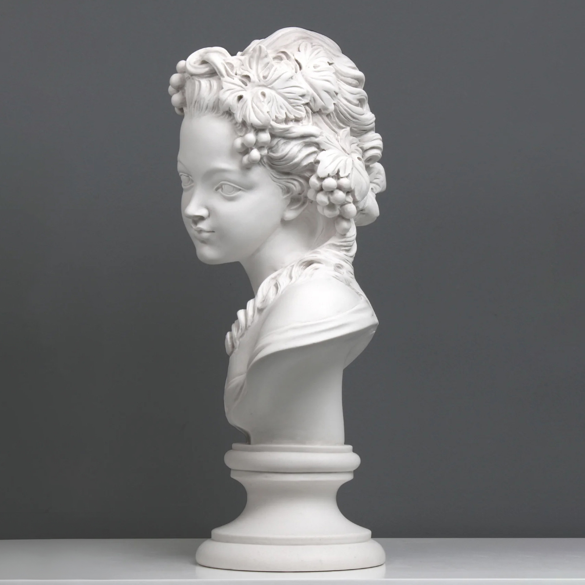 marble Vintage Lady Bust showing grapevine hair ornaments