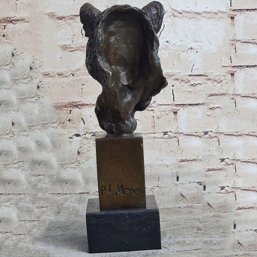 rear view bronze Cheetah Bust statue