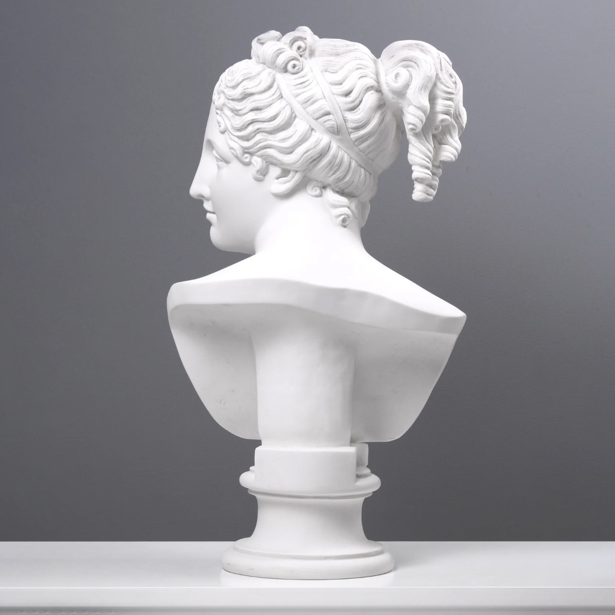 rear view of Venus Marble Bust showing sculpted curls