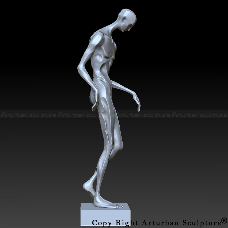 1-Abstract human sculpture in walking pose