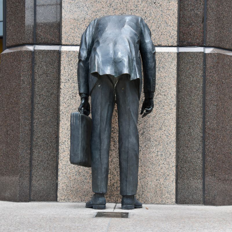 Front view of the Corporate Head Sculpture