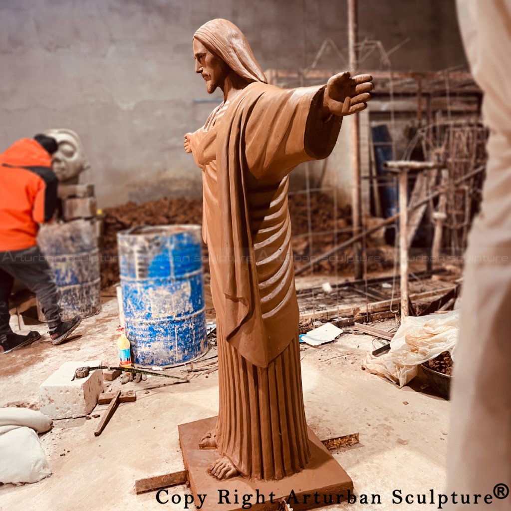 clay figure of Jesus Christ the Redeemer Statue in progress