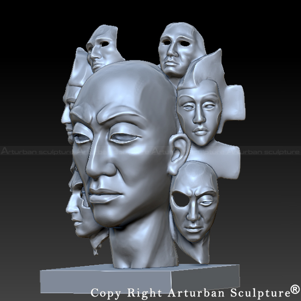 Custom Face Sculpture 3D visualization from an upper-left perspective