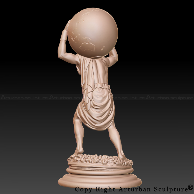 Rear angle of Atlas Greek Mythology Statue 3D design