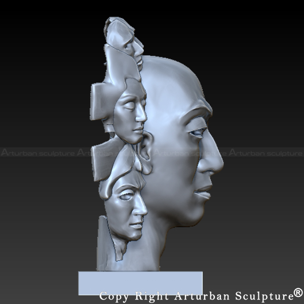 Left profile view of a Custom Face Sculpture digital model