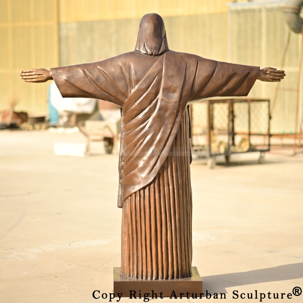 Back view of bronze Jesus Christ the Redeemer Statue