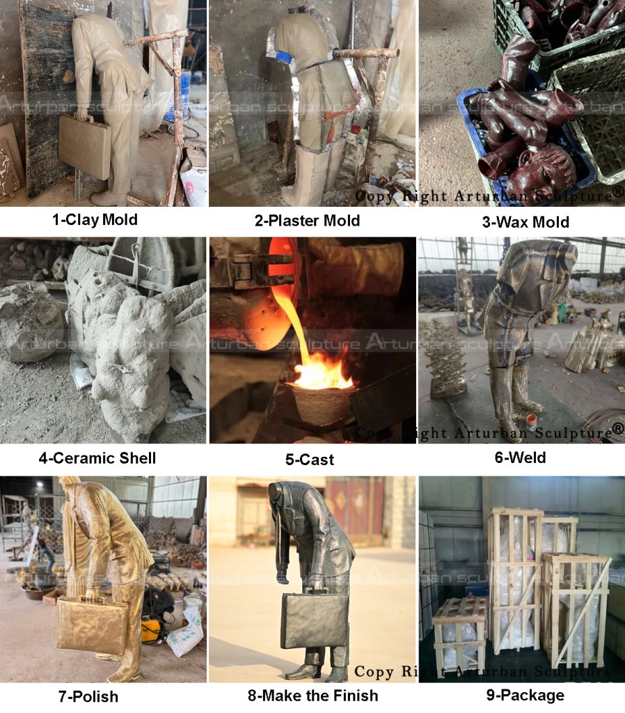 process of making this bronze Corporate Head Sculpture
