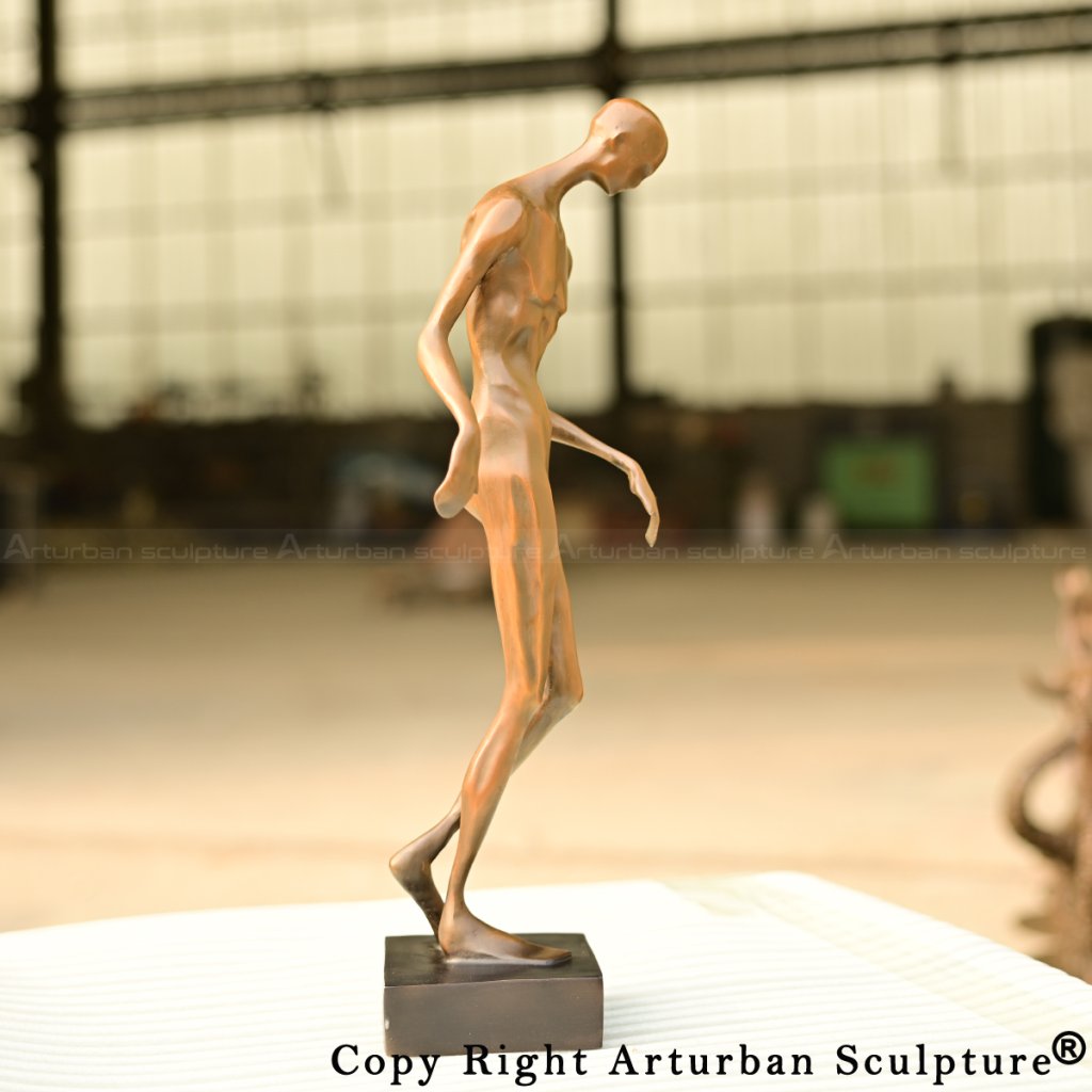 8-Abstract Sculpture Art of faceless humanoid figure, balancing movement and stillness