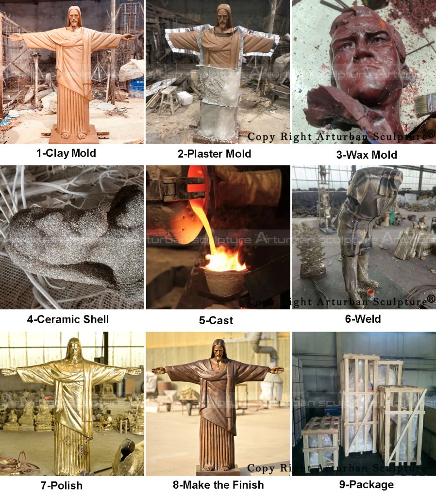 process of making the bronze jesus christ the redeermer statue