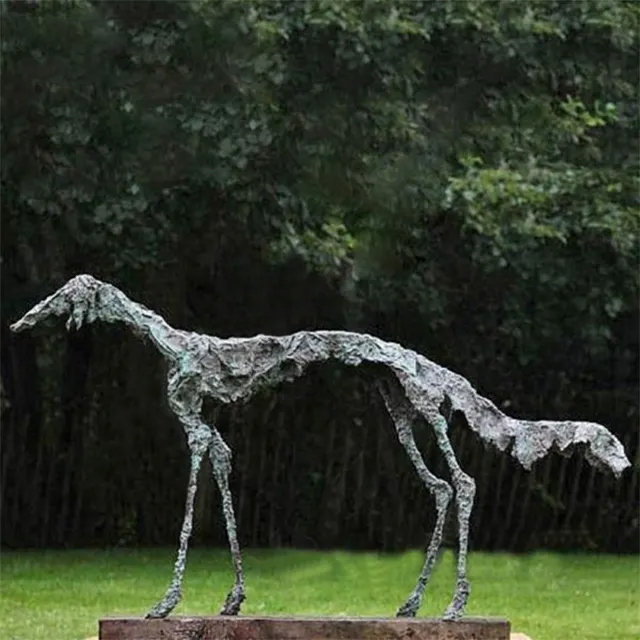 Abstract Dog Statue with exaggerated long legs and lowered head