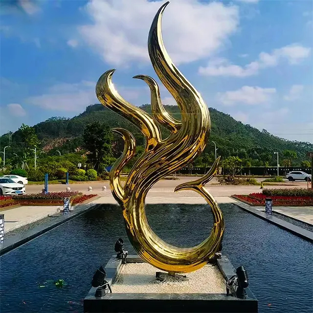 Abstract Metal Phoenix Sculpture