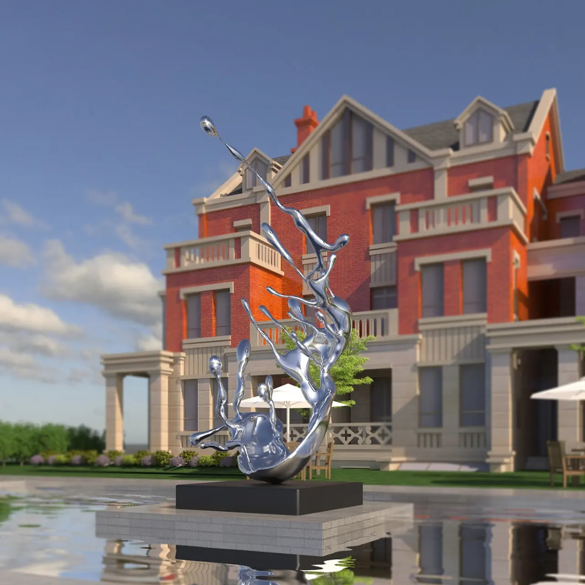 Abstract Splash Sculpture made of stainless steel