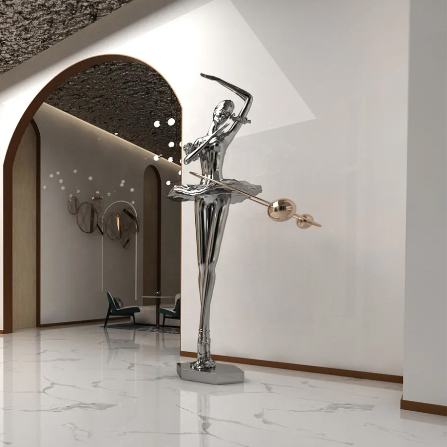Abstract stainless steel Metal Woman Sculpture with mirror surface