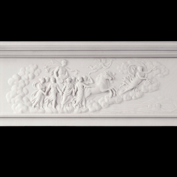 Artistic frieze showing the mythological procession of Aurora and Apollo, a highlight among Marble Fire Surrounds for Sale