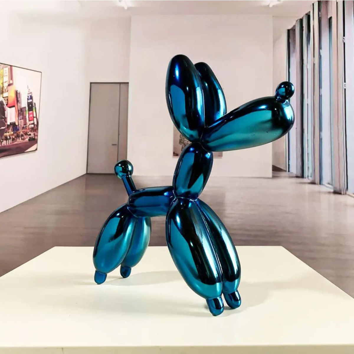 Blue stainless steel Balloon Animal Dog Statue