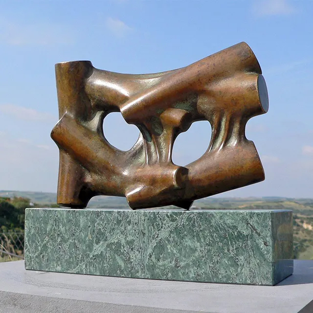 Bronze Abstract Shape Sculpture with flowing organic geometry