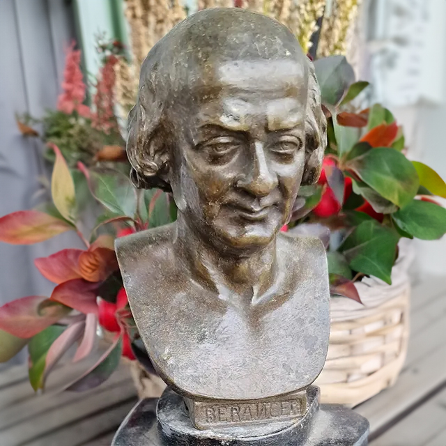 Bronze Male Head Bust of Pierre-Jean de Béranger