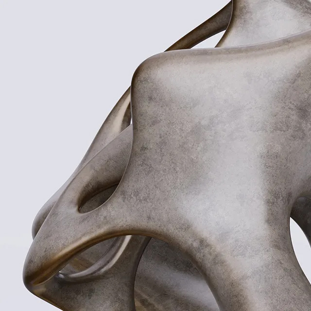 Bronze small abstract sculpture with artistic openwork and organic structure