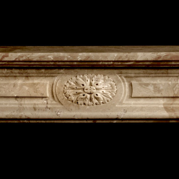 Central floral carving detail on French Style Fireplace Surround frieze