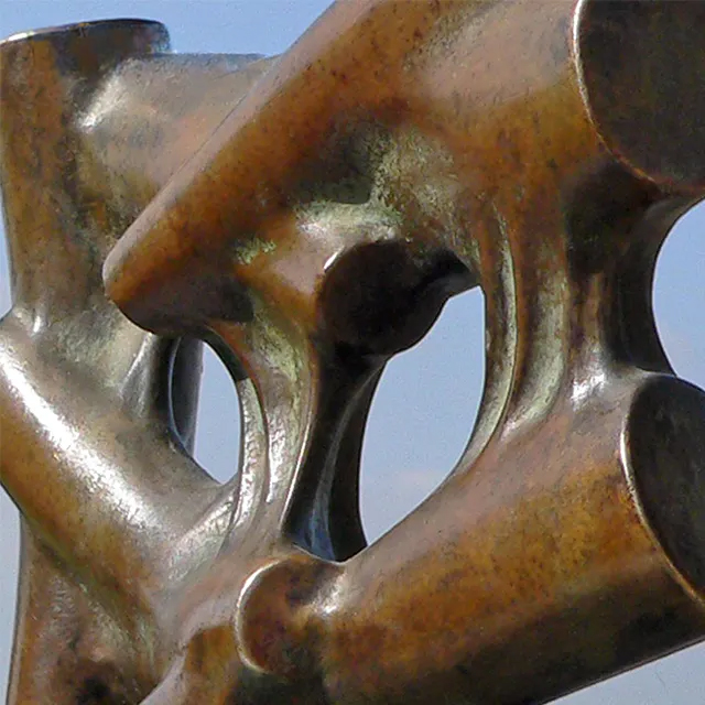 Close-up of Kamen Tanev's bronze Abstract Shape Sculpture highlighting sculptural texture