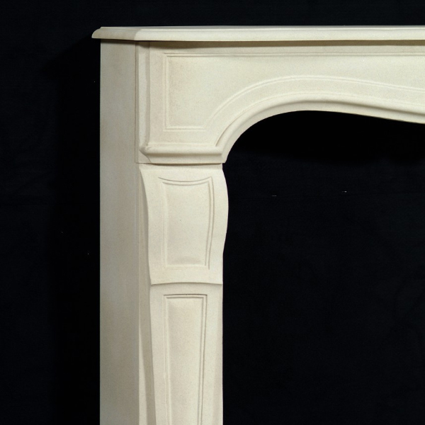 Close-up view of left leg detail of a Louis XV Fireplace Mantel