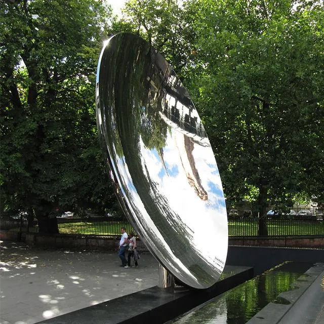 Contemporary Sky Mirror Sculpture with curved stainless steel form