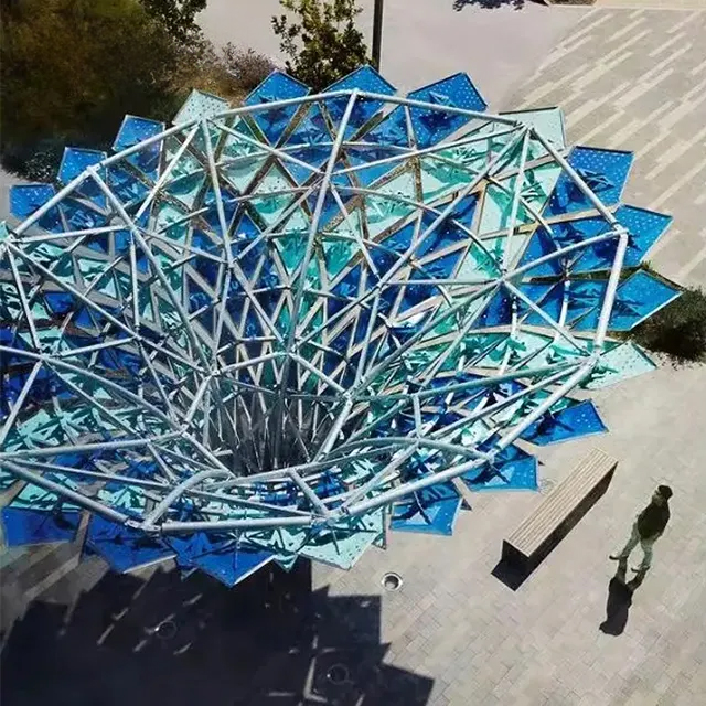 Contemporary Tree Sculpture for Garden made of stainless steel with dynamic canopy