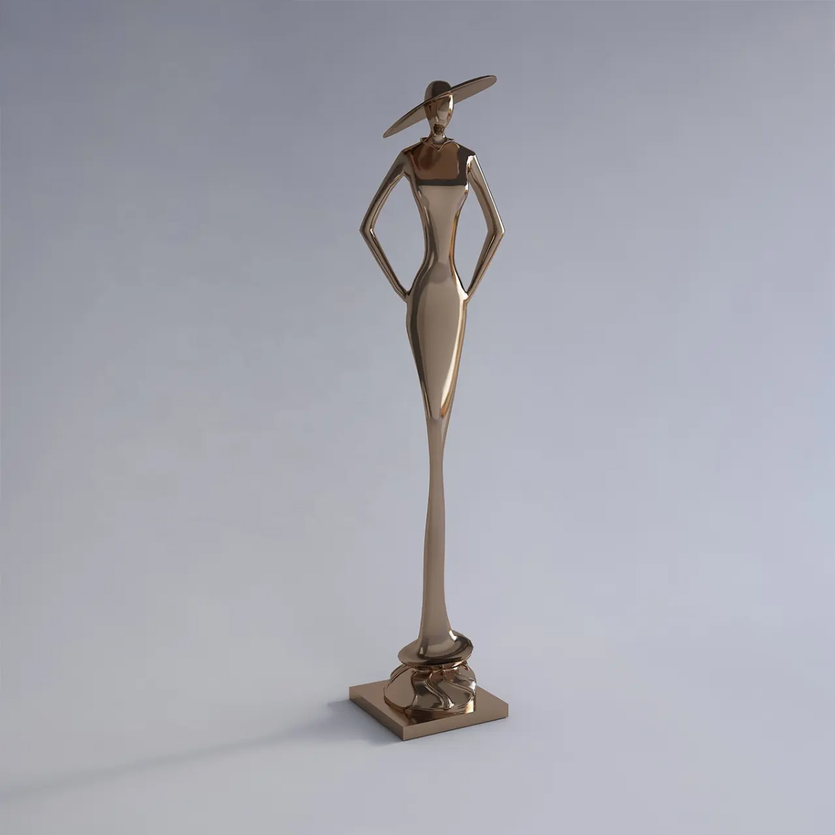 Contemporary stainless steel woman statue