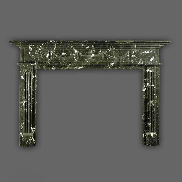 Elegant Green Marble Fireplace Mantel with white veining,