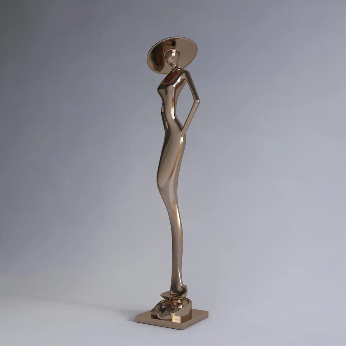 Elegant Metal Lady Sculpture made of stainless steel