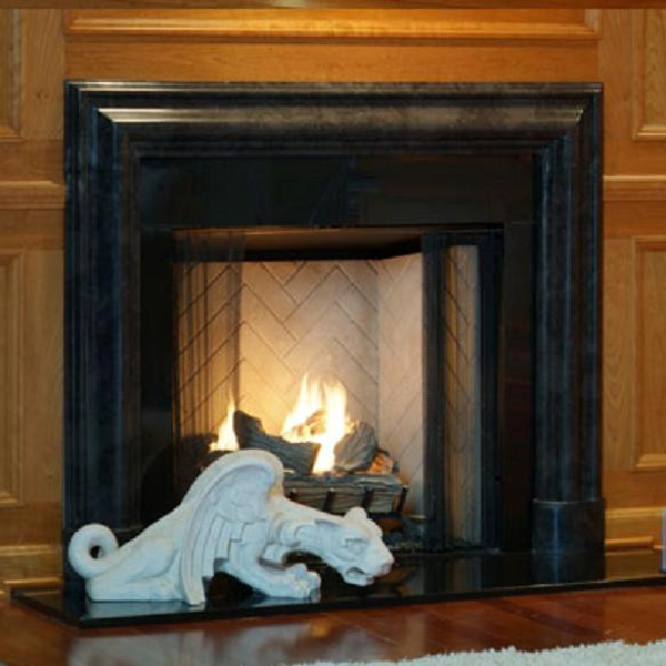Elegant fireplace with Black Stone Mantel