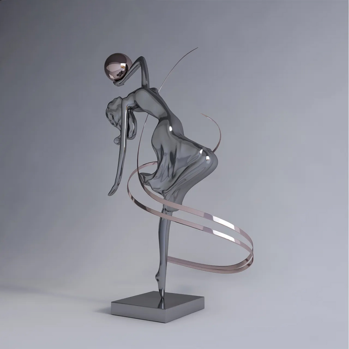 Elegant stainless steel Contemporary Dance Statue of a female dancer arching backward