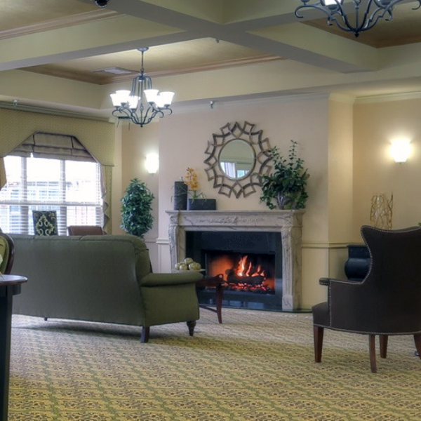 French Marble Fireplace Surround installed in a luxurious living room