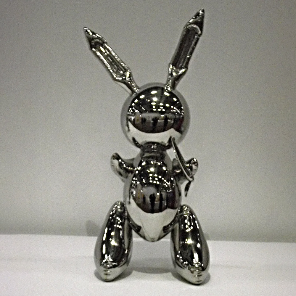 Front-facing Jeff Koons Bunny Sculpture