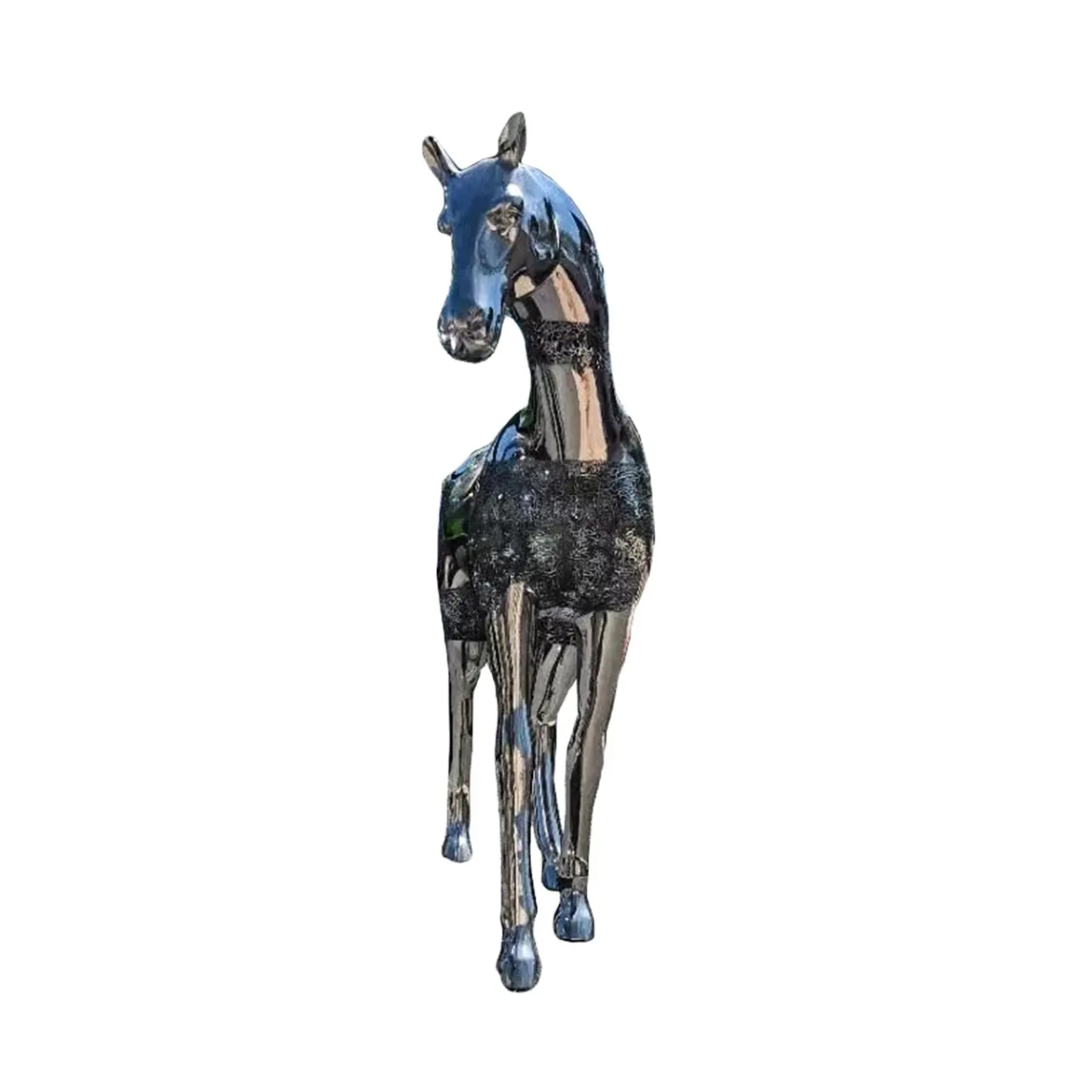 Front view of Stainless Steel Horse Statue